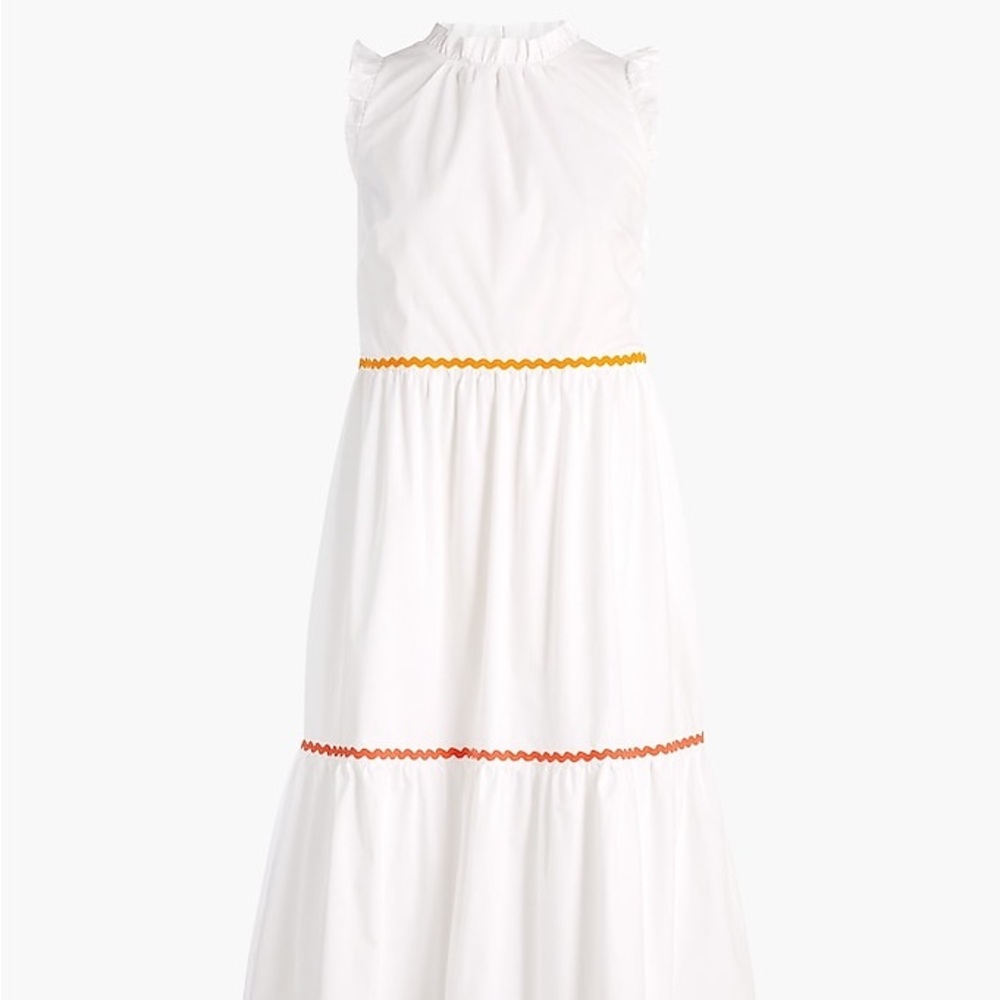 J Crew Tiered Midi Ruffle Rickrack Dress - Picture 3 of 5